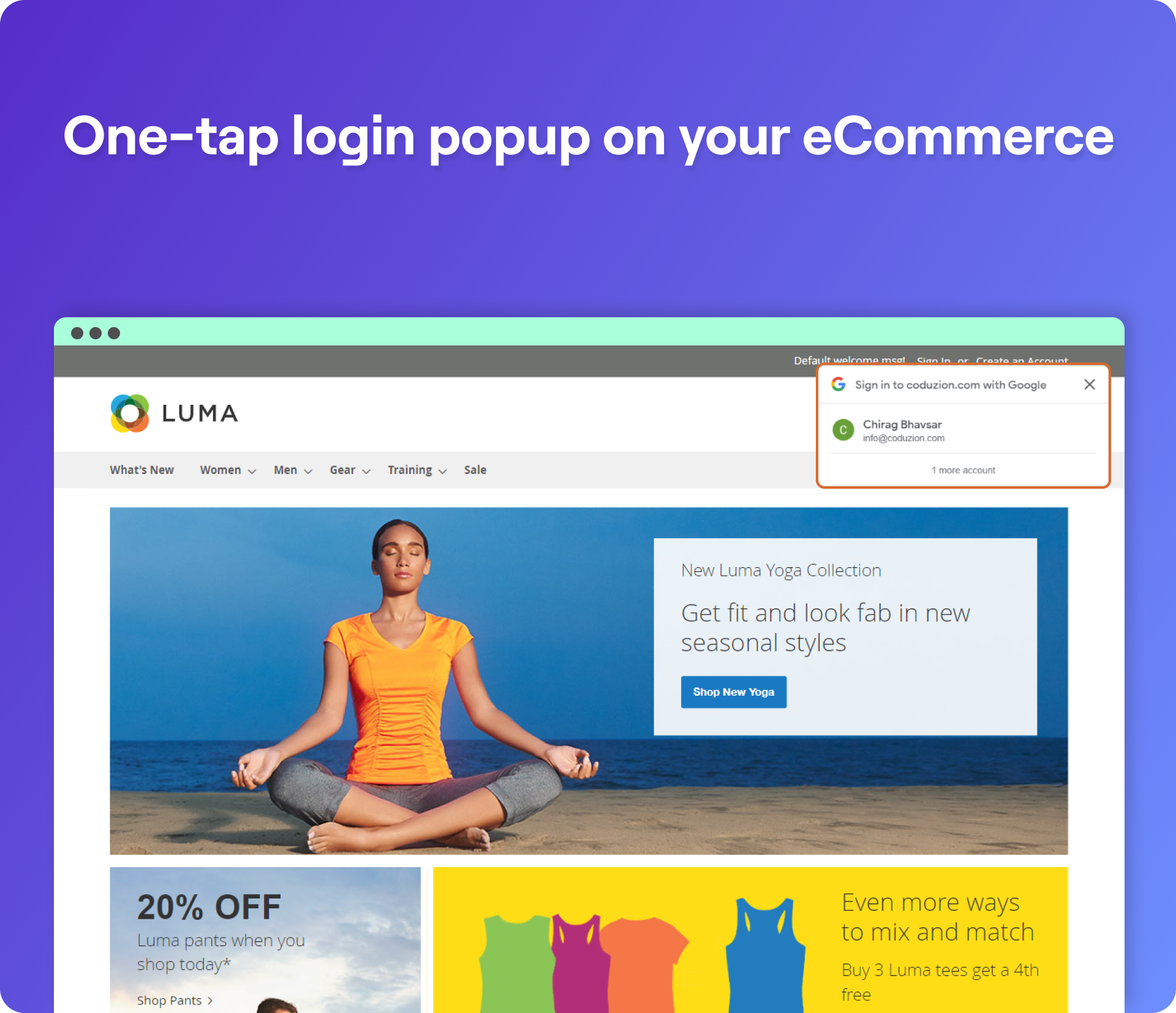 One-tap login popup on your eCommerce