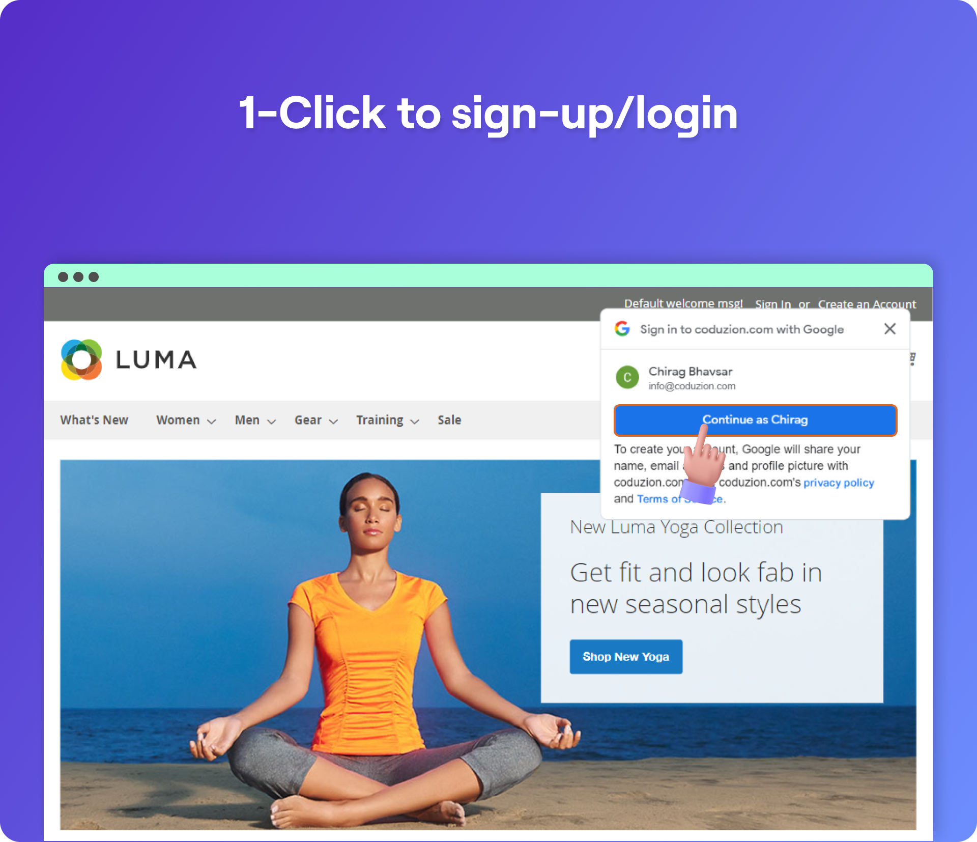1-Click to sign-up/login