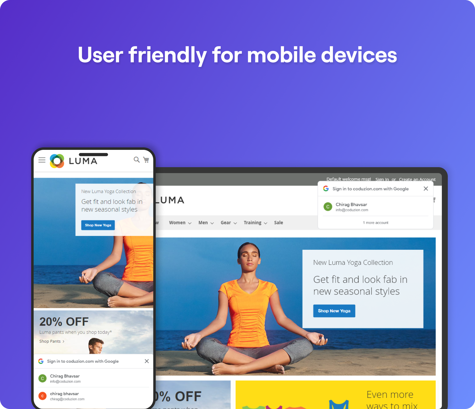 User friendly for mobile devices - Google One tap Login Magento 2 extension