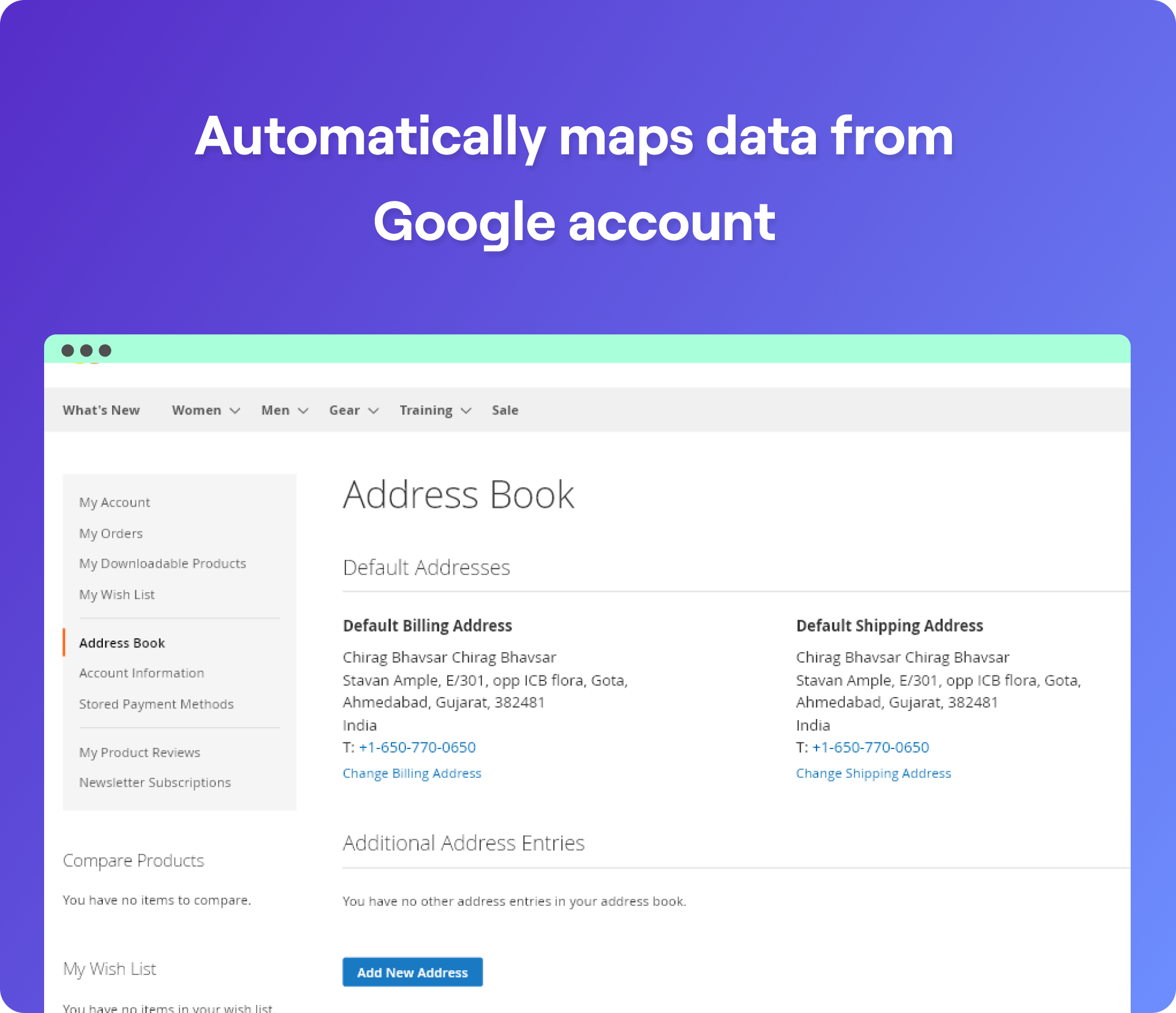 Automatically maps data from Google account - Google One tap Login Magento 2 extension