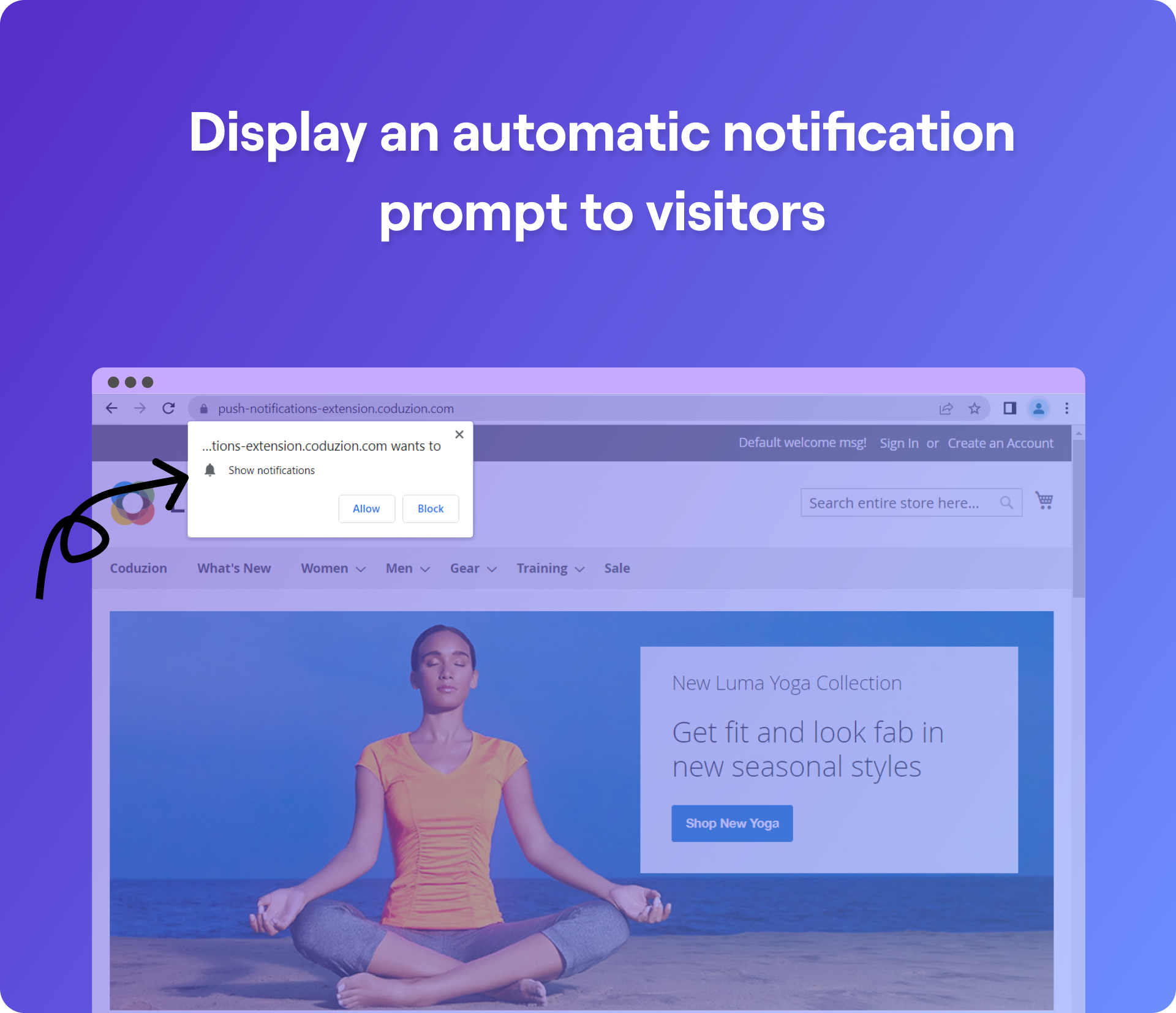 Display an automatic notification prompt to visitors Magento 2 Extension